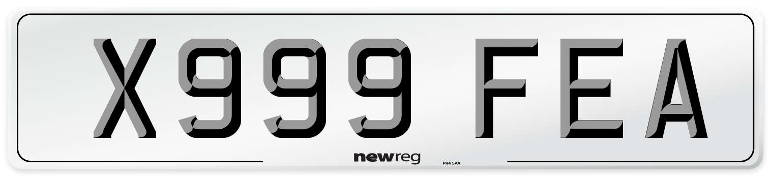 X999 FEA Number Plate from New Reg
